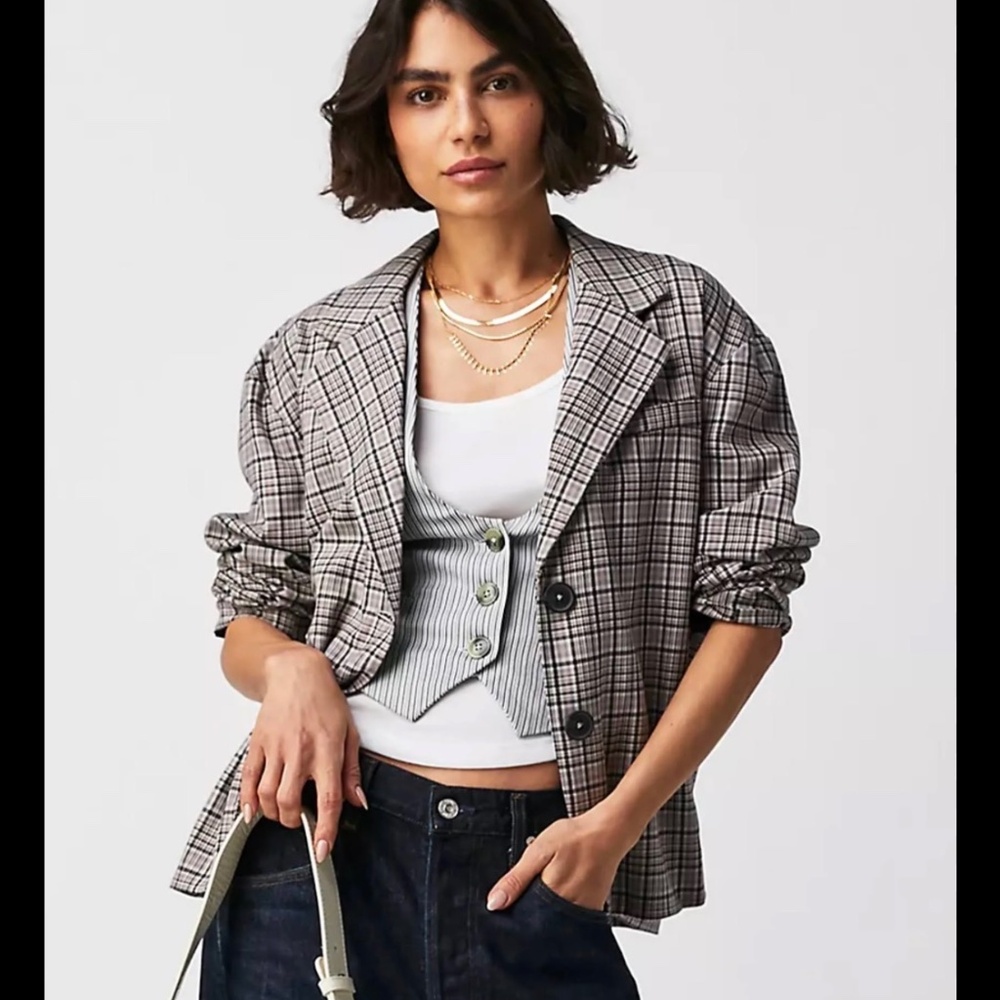 We the free Cali plaid blazer